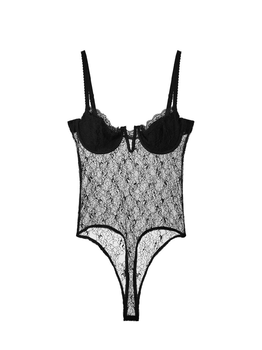 Zara Black Lace Underwire Teddy Bodysuit sz small new